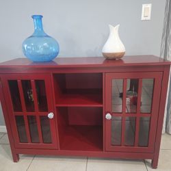 Red Side Table-Glass Doors - Jupiter Farms