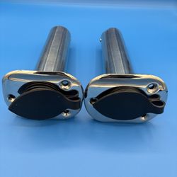 2 PK Pactrade Marine Boat SS 304 Fishing Rod Holder 9.5” Flush Mount 30 Degree PVC Cap
