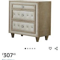 Velvet 3 Drawer Night Stand 