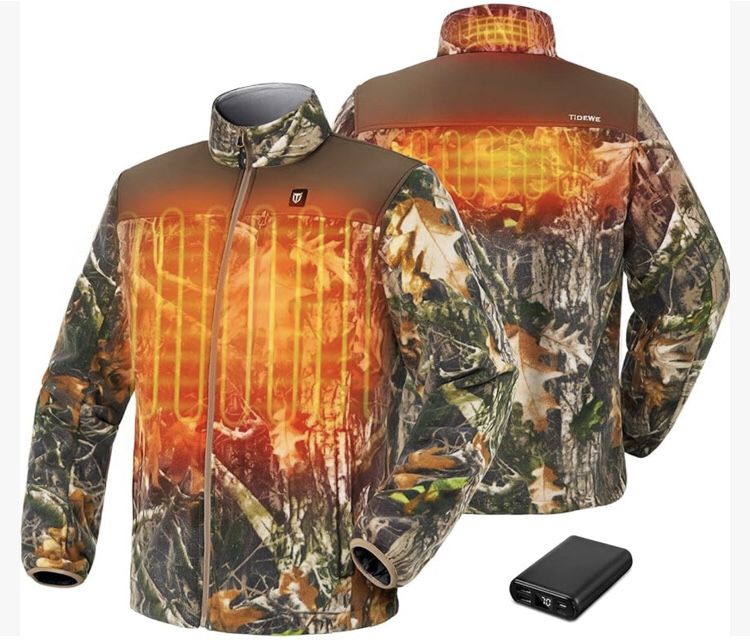 Men’s Heated Jacket Fleece with Battery Pack, Rechargeable Coat for Hunting
