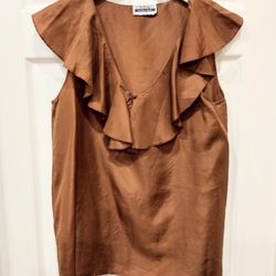 Women's Silky Rust Colored Blouse XS