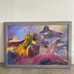 Large Original Horse Painting – Colorful Southwest Style (39x27)