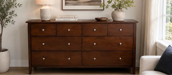 Dark Brown Wood 8-Drawer Dresser