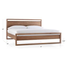 Teak Wood King Bed Set/ Crate and Barrel King Bed Set with Mattress and FREE Floral arrangement