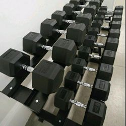 NEW Rubber Hex Dumbbells 5lb - 50lb Dumbbell Pairs Olympic Weights Home Gym Workout Equipment Fitness Weight Set 
