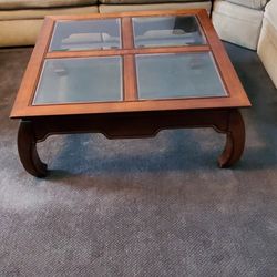 3 Wood And Glass Tables