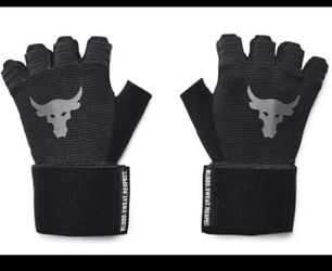 Under Armour Project Rock Training Gloves Leather Weightlifting Z Large Black