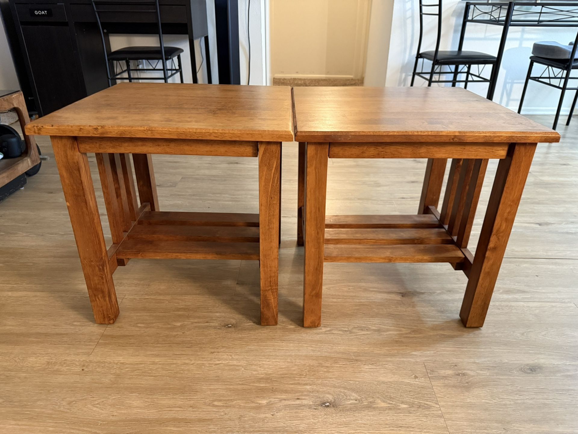 Two Solid Wood End Tables
