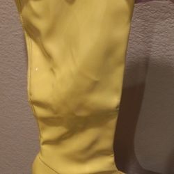 Womens Size 8 Hippie Boots Yellow Hippy Firefighter Halloween Fire Woman Costume Shoes Sexy NIB New Go Go Gogo