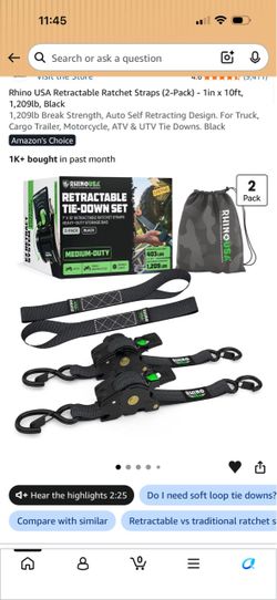 Retractable Ratchet Straps - Heavy Duty