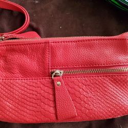 Leather Orange Wristlet 