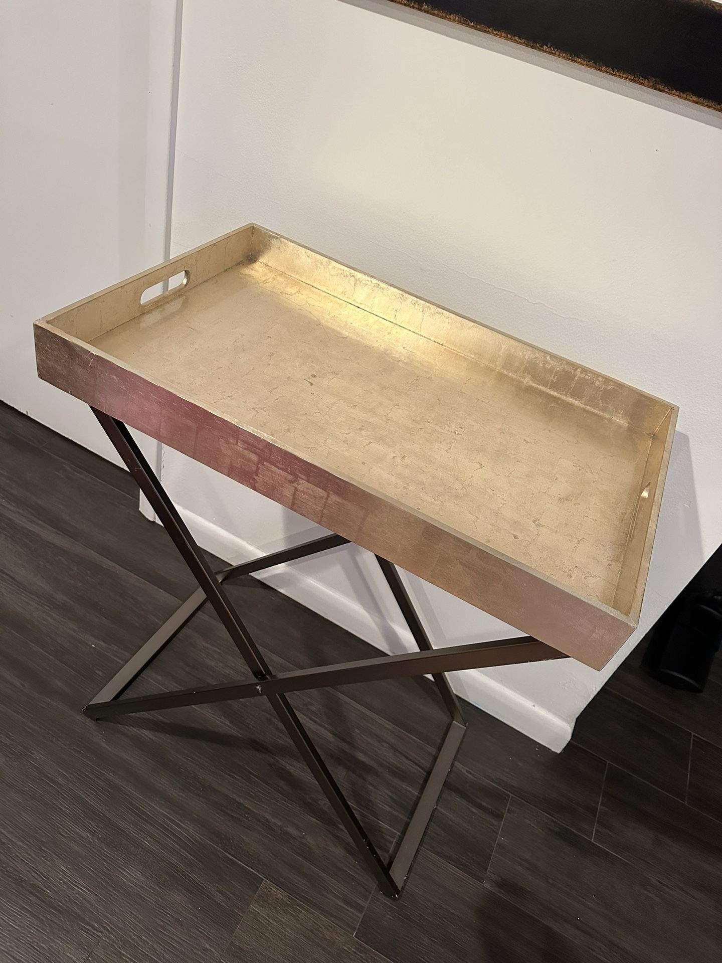 West Elm - Tall Butler Tray Stand with Lacquer Wood Tray for Sale