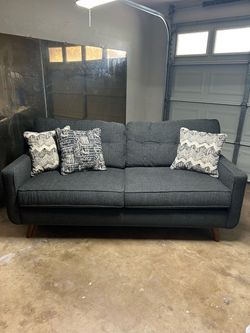 Mid-Century Modern Dark Gray Sofa