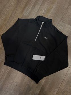 Alo Yoga Accolade Black Pullover Quarter Zip (S)
