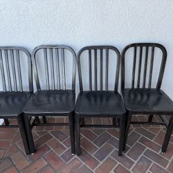 Four Black Metal Indoor-Outdoor Chair