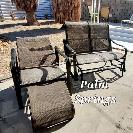 Patio Swing Chair And Recliner Chair With Retractable Leg Rest 