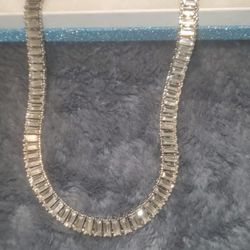 Iced Baguette Choker Chain, 16 Inh Necklace 
