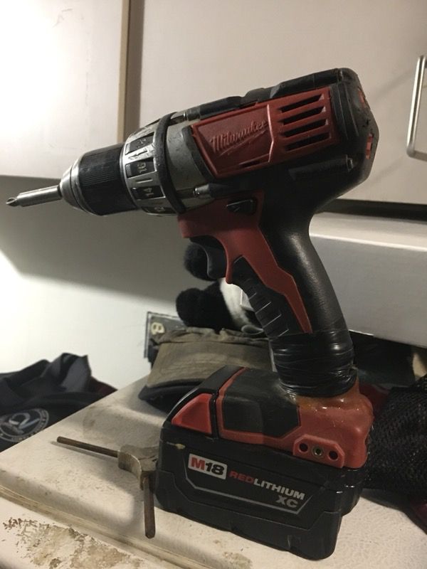 Milwaukee M18 Li-Ion Cordless Compact Electric Drill Driver 1/2in. Keyless Chuck, 1800 RPM With XC 5.0 M18 Ba