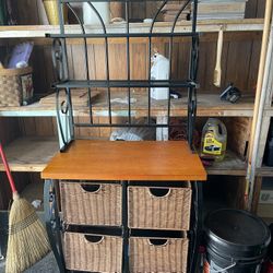 Microwave Stand With Storage Bins 