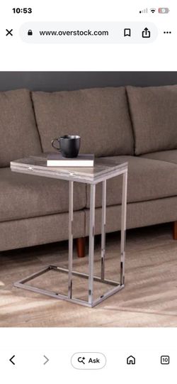 Weathered Gray and Brown Snack Table with Expandable Wood Top W18"xD12"