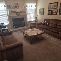 Vintage Sofa & Lovesest Pink Velour Couch. Living Room Set. 