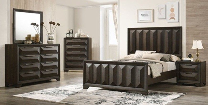 Brand New Espresso 4pc Queen Bedroom Set (Available In Eastern King)