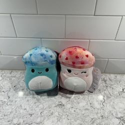 Squishmallows 5” Mully And Molly Mushroom Hearts Valentine’s Day Set Pair NWT