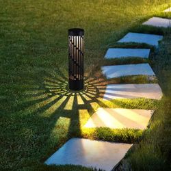 Testrite Rotating Solar Bollard Lights, 4-pack