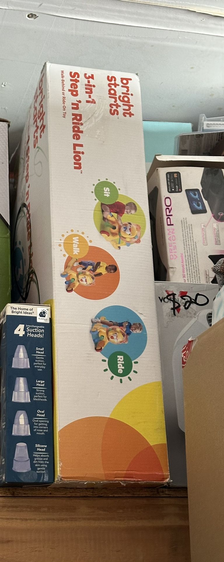 New Bright Starts Bright Starts 3-in-1 Step 'N Ride on Lion Push Toy for Baby Boy or Girl $30 Firm
