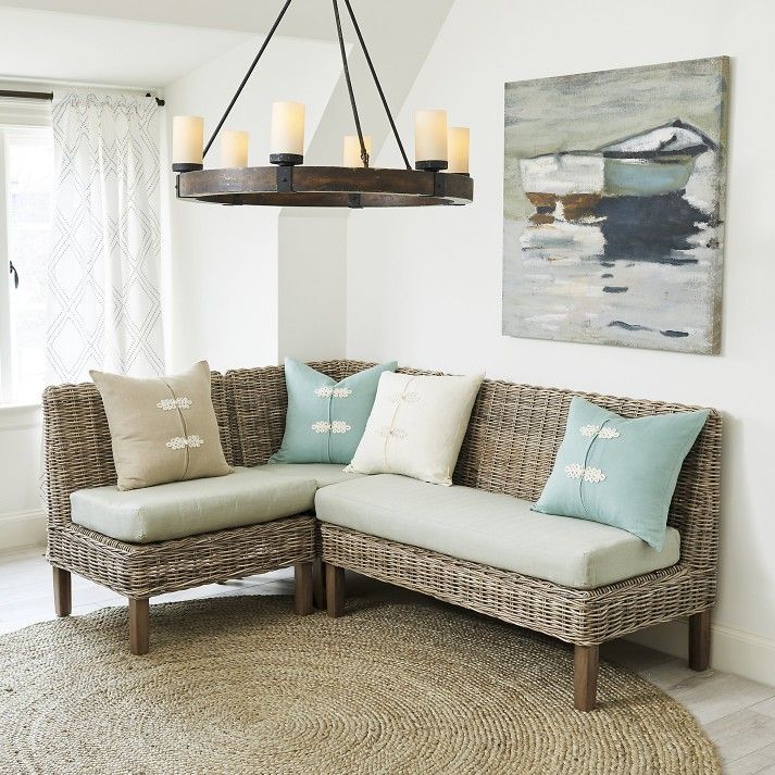 Banquette - Ballard Designs Rosalind 3-Piece Wicker Corner Banquette