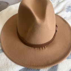 Fedora And Caramel And Gray -Wide Rim, High Hat