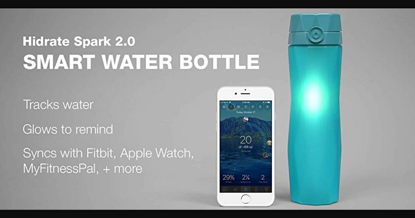 Hidrate Spark 2.0 Smart Water Bottle (Teal) - Tracks Water Intake & Glows to Remind You to Stay Hydrated