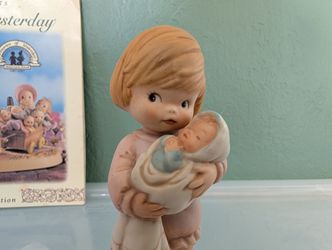 Enesco Memories Of Yesterday -Vintage Girl Figurine "Can I Keep Her mommy?" 