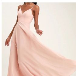 The Lulus Romantic Ways Blush Pink Lace Button Back Maxi Dress will put you in the mood for love! NEW WITH TAGS. Prom/ Wedding