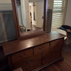 Solid Wood Dresser with Matching Mirror