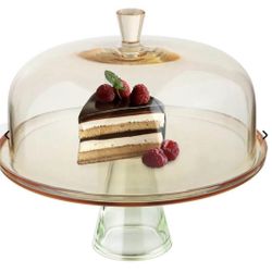 Glass cake stand w/ dome lid #2202