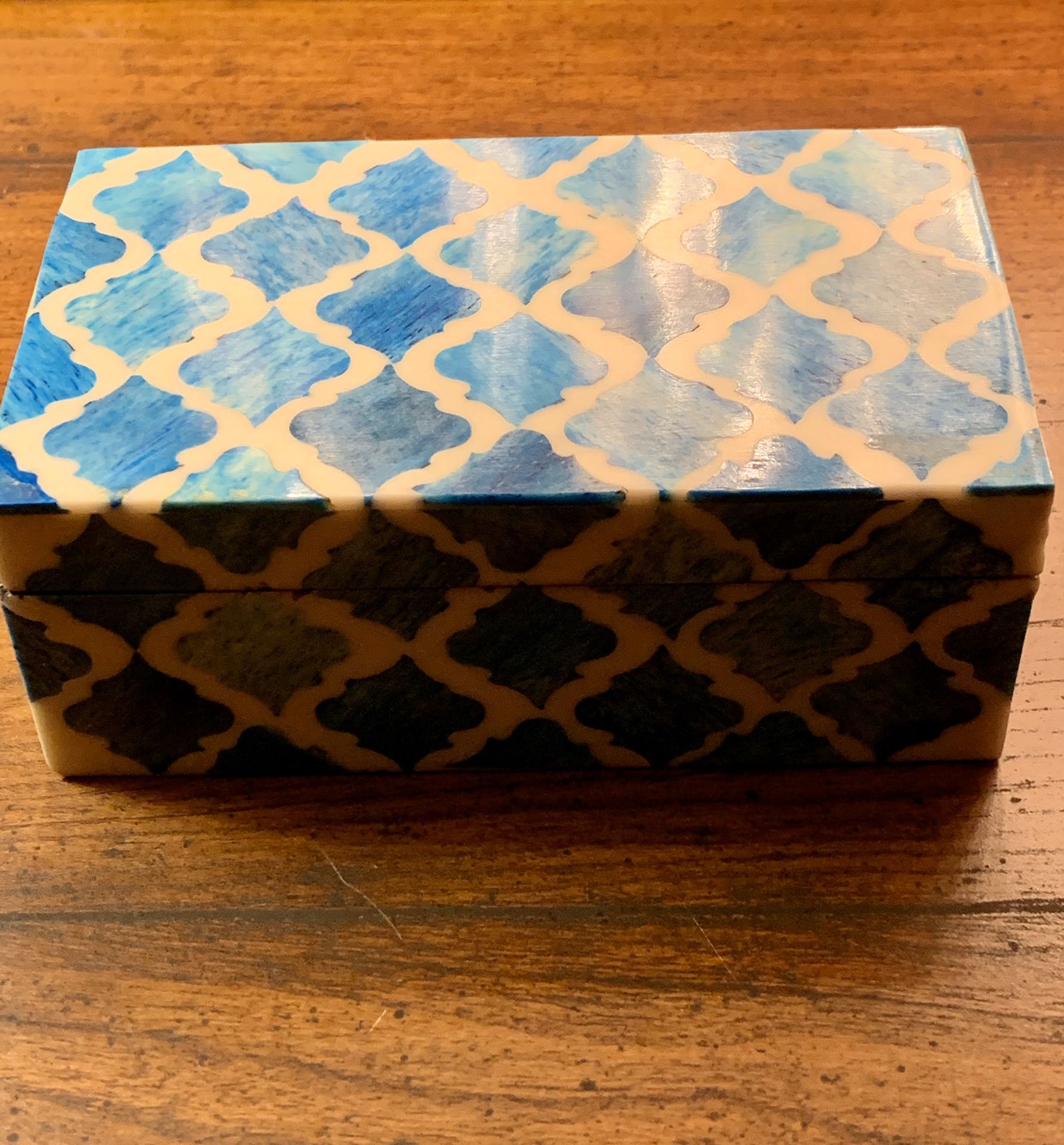 Enamel Lacquered Inlay Mosaic Trinket Keepsake Box