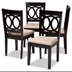 *New in box* Lenoir Sand Brown and Espresso Fabric Dining Chairs (Set of 4)