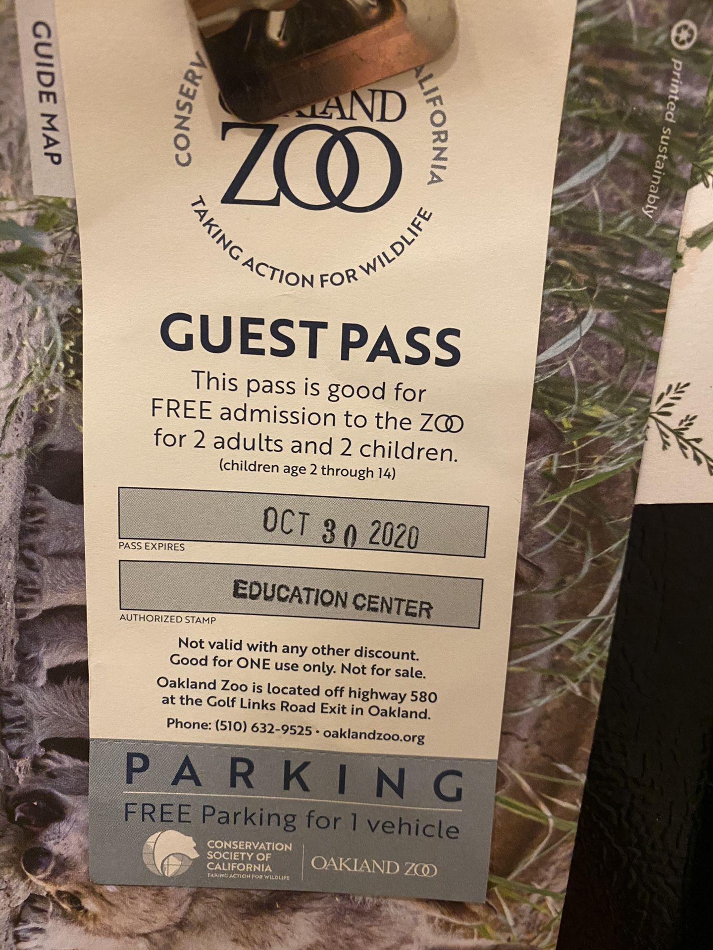 Oakland Zoo Tickets. 2 adults, 2 children and FREE parking