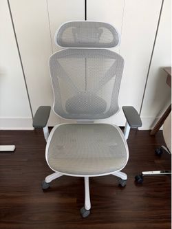 Staples Ergonomic Mesh Task Chair – White/Gray – Like New
