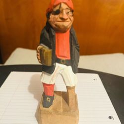 Wooden Vintage Hand Carved Pirate Collectible 