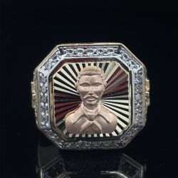 14KT Yellow Gold CZ Mal Verde Ring 9.20g Size 9-1/2 184676/3