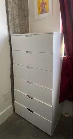 White 6-Drawer Tall Dresser