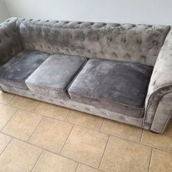 Gray Velvet Sofa, $165