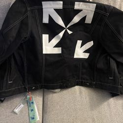 Off White Twisted Logo Denim Jacket , 