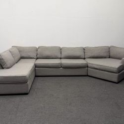 Living Spaces Gray Aspen Sectional Couch with Right Arm Facing Cuddler Chaise, We deliver.