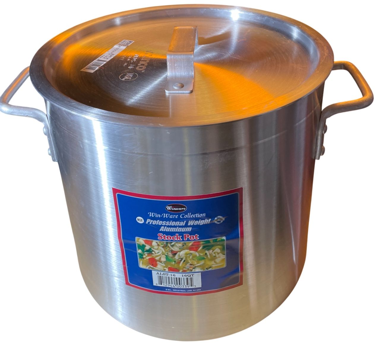 Winco Professional Grade 16 Qt. Aluminum Stock Pot #17 W. Lid Win-Ware #ALST-16 NOS New