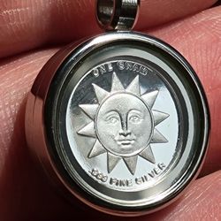 20mm .999 Fine Silver Sun Pendant Charm 