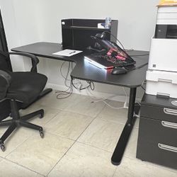 IKEA Office Desk With Shelf And Drawer Unit On Wheels With Combination Lock. Free Chair