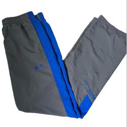 Vintage Youth Under Armour Windbreaker Tracksuit Pants Sportswear Gray/ Royal Blue XL